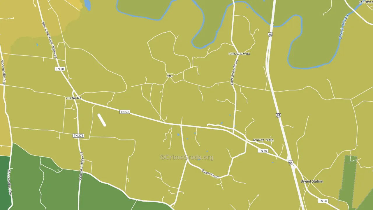Fountain Heights, TN Map of Vehicle Theft Rates