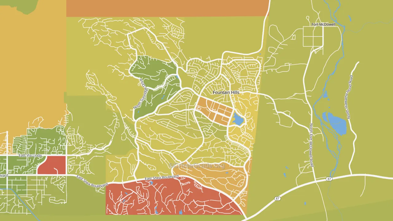 Fountain Hills, AZ Map of Vehicle Theft Rates