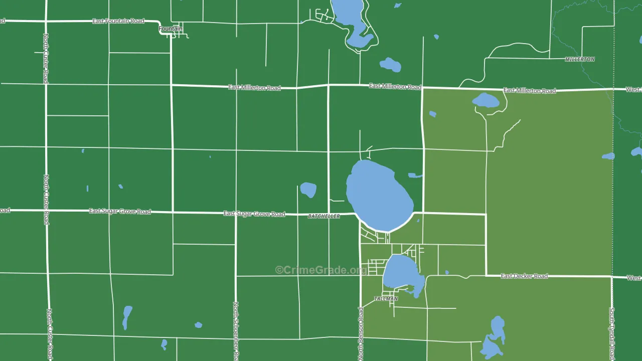 Fountain, MI Map of Vehicle Theft Rates