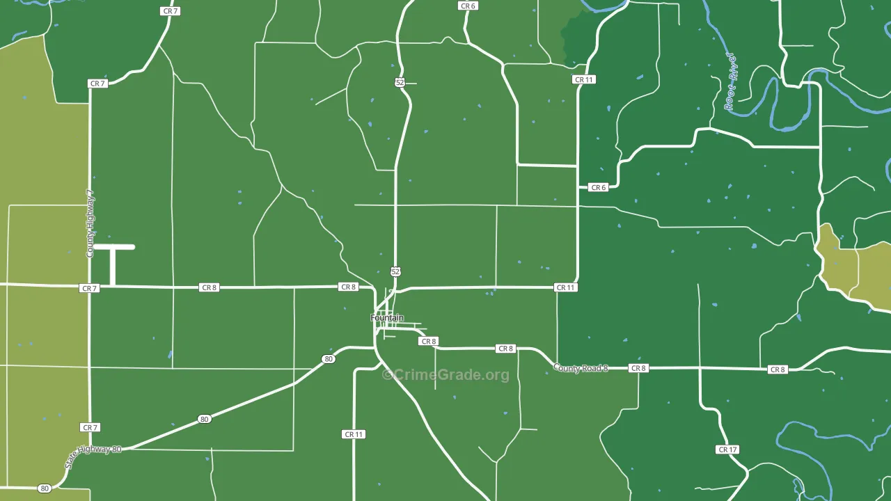 Fountain, MN Map of Vehicle Theft Rates