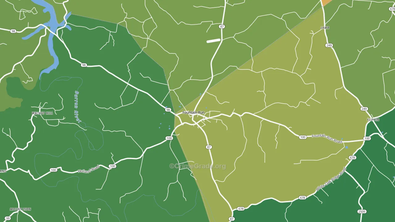 Fountain Run, KY Map of Vehicle Theft Rates