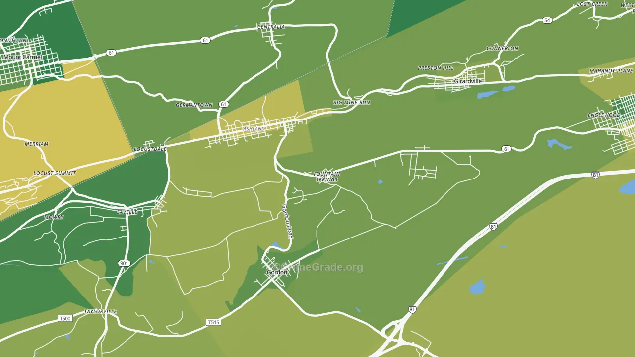 Fountain Springs, PA Map of Vehicle Theft Rates