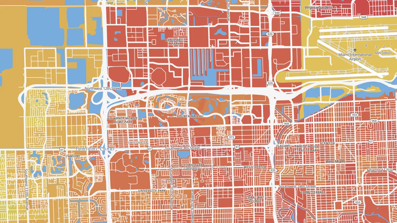 Fountainebleau, FL Map of Vehicle Theft Rates
