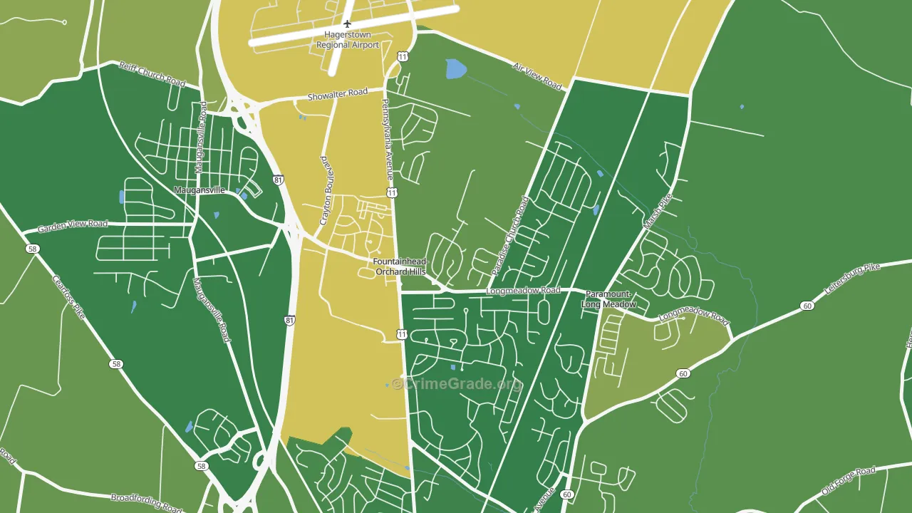 Fountainhead-Orchard Hills, MD Map of Vehicle Theft Rates