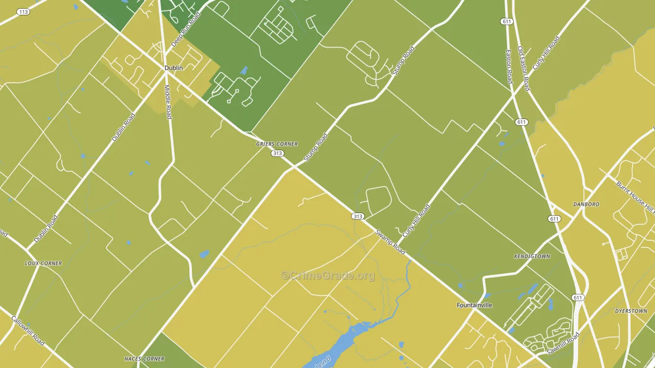 Fountainville, PA Map of Vehicle Theft Rates
