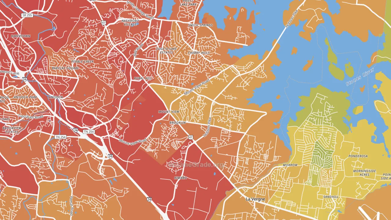 Four Corners, Antioch, TN Map of Vehicle Theft Rates