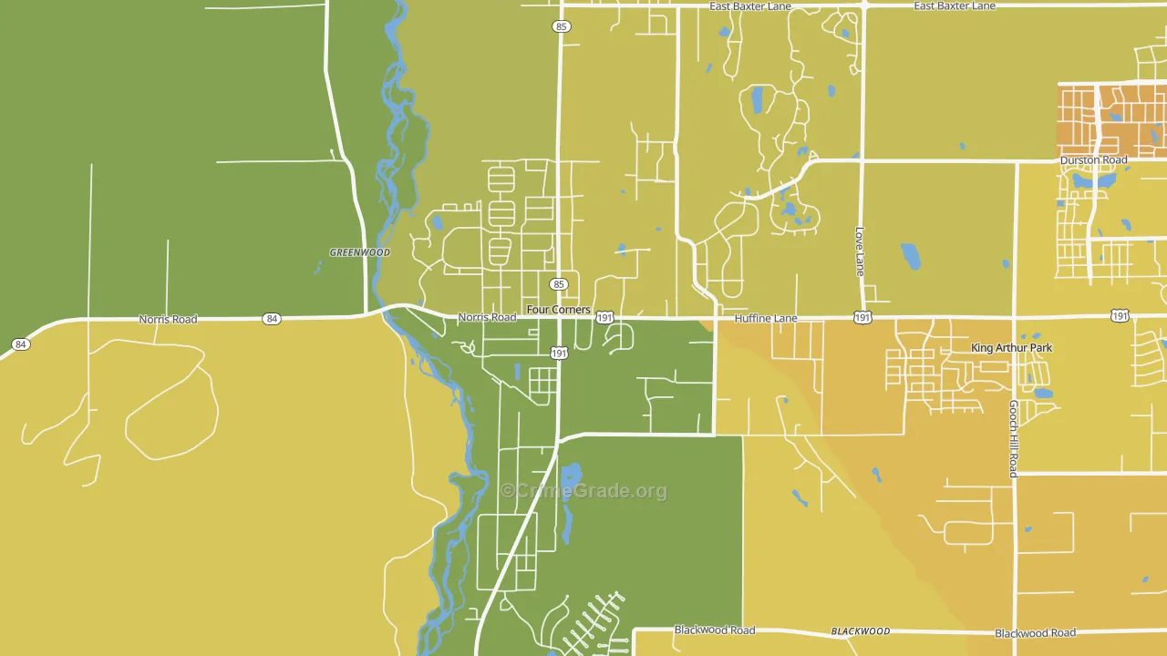 Four Corners, MT Map of Vehicle Theft Rates