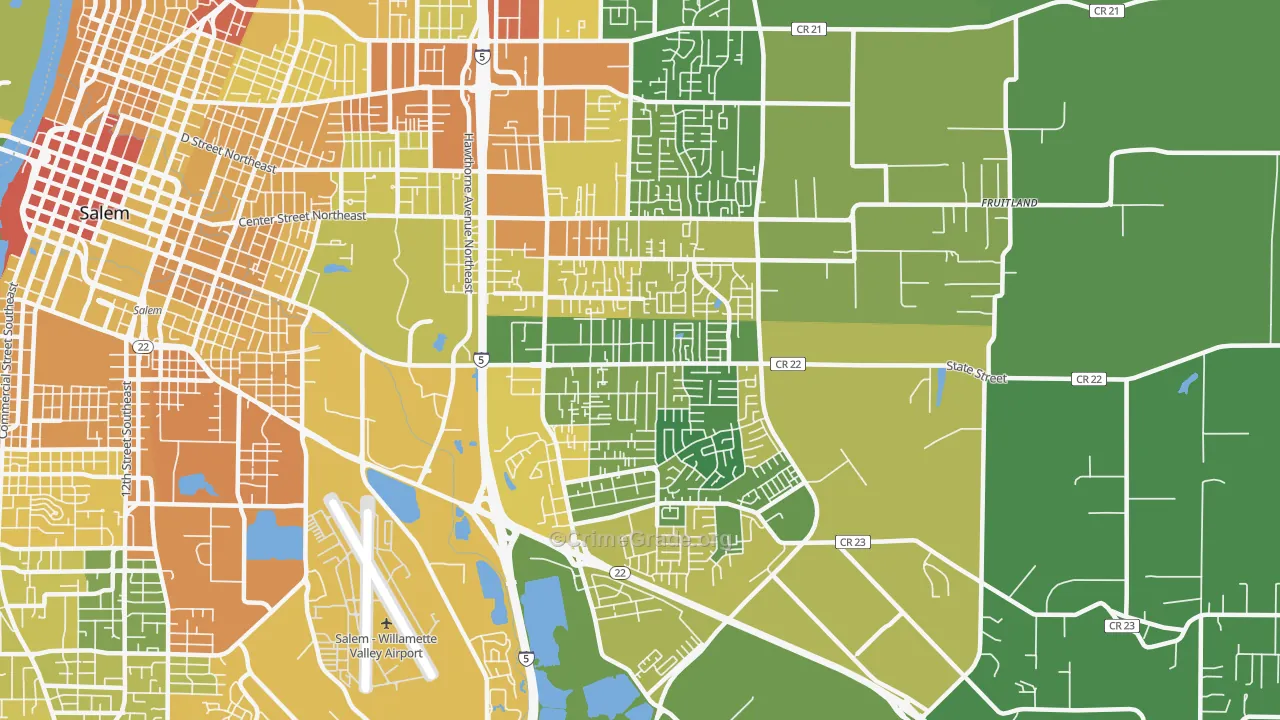 Four Corners, OR Map of Vehicle Theft Rates