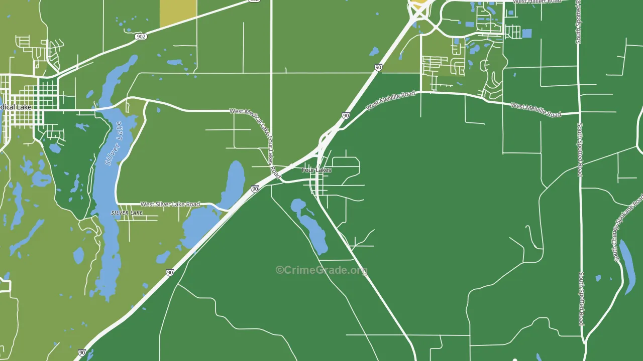 Four Lakes, WA Map of Vehicle Theft Rates