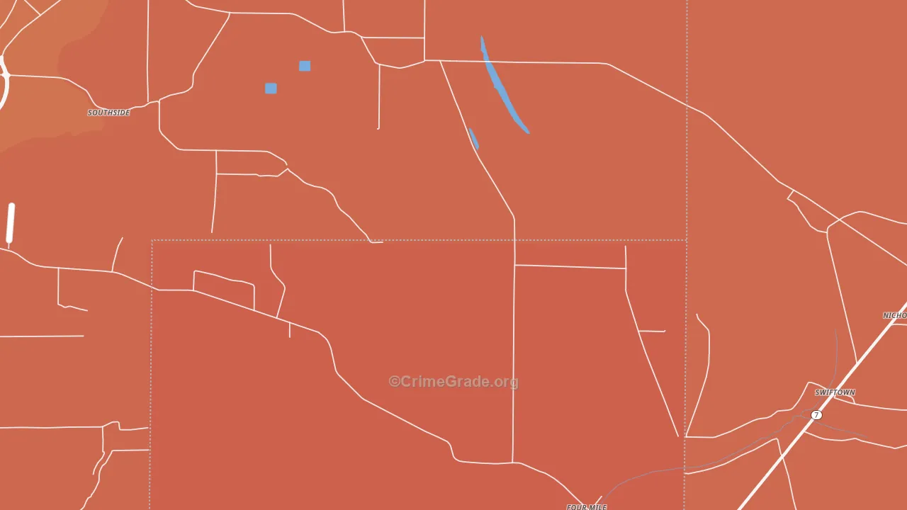 Four Mile, MS Map of Vehicle Theft Rates