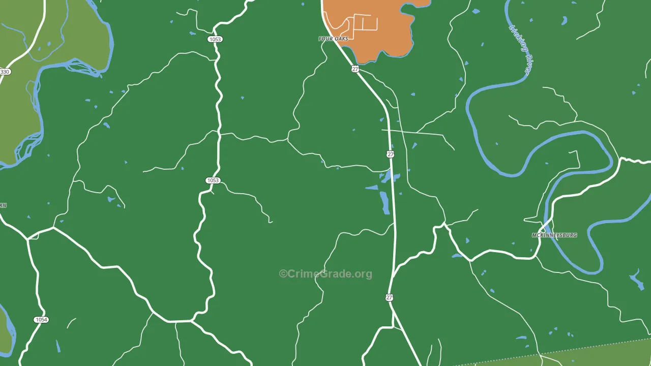 Four Oaks, KY Map of Vehicle Theft Rates