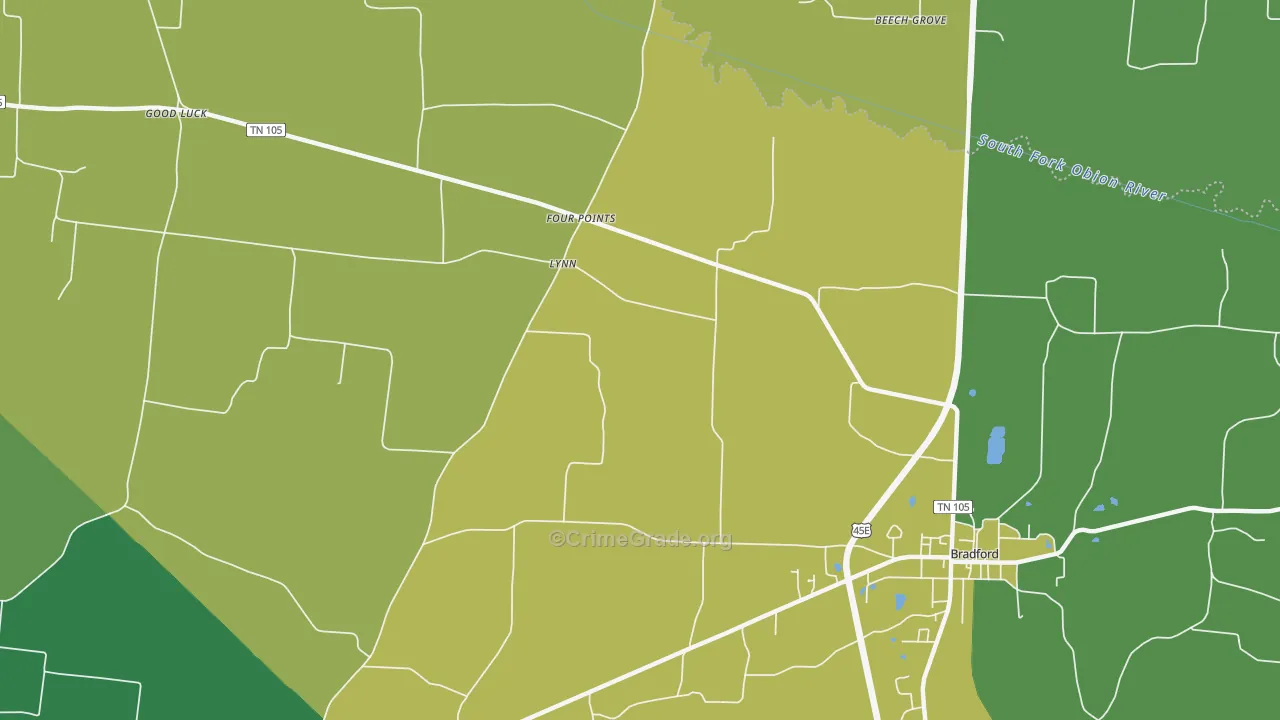 Four Point, TN Map of Vehicle Theft Rates