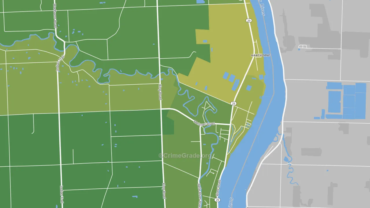 Four Towns, MI Map of Vehicle Theft Rates