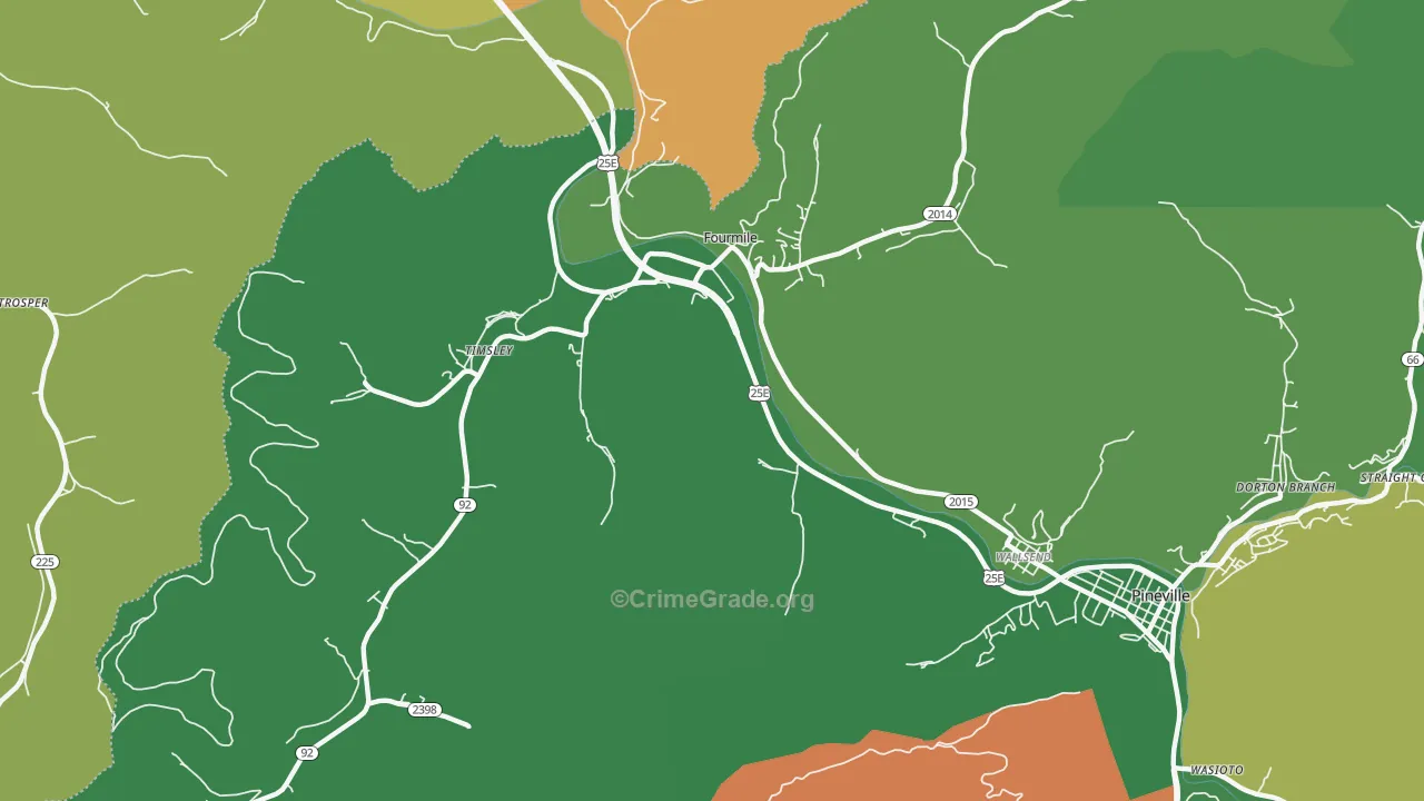 Fourmile, KY Map of Vehicle Theft Rates