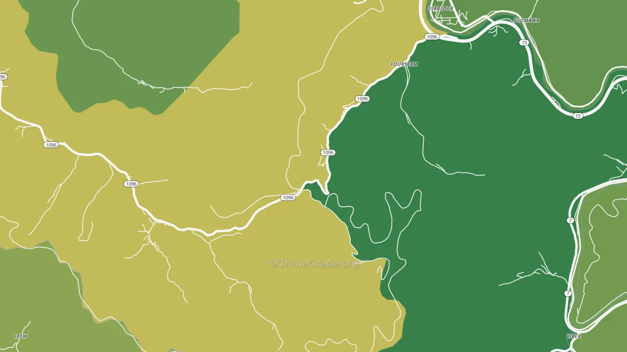 Fourseam, KY Map of Vehicle Theft Rates