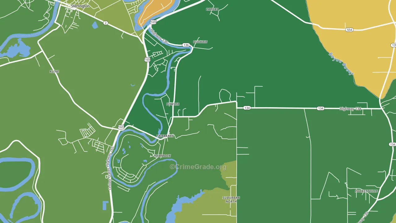 Fowler, LA Map of Vehicle Theft Rates