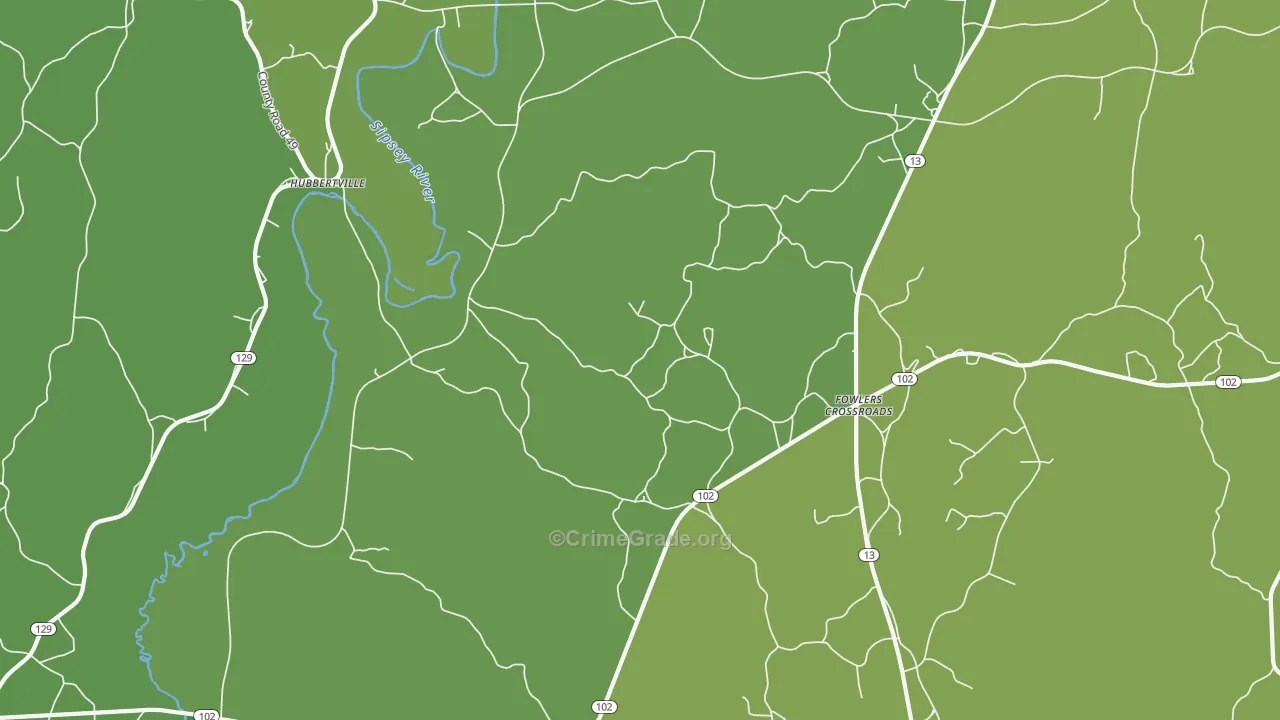 Fowlers Crossroads, AL Map of Vehicle Theft Rates