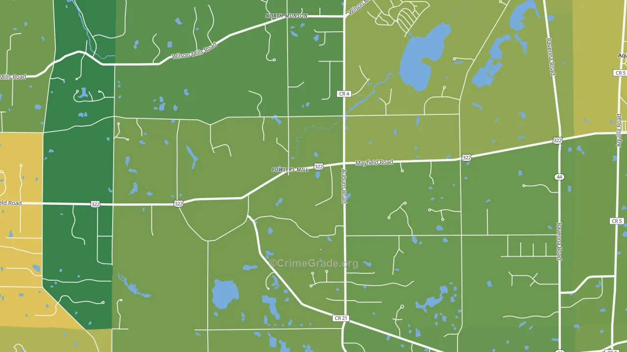 Fowlers Mill, OH Map of Vehicle Theft Rates
