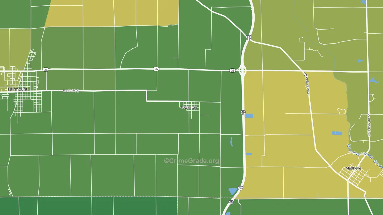 Fowlerton, IN Map of Vehicle Theft Rates
