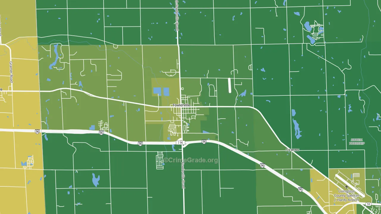 Fowlerville, MI Map of Vehicle Theft Rates