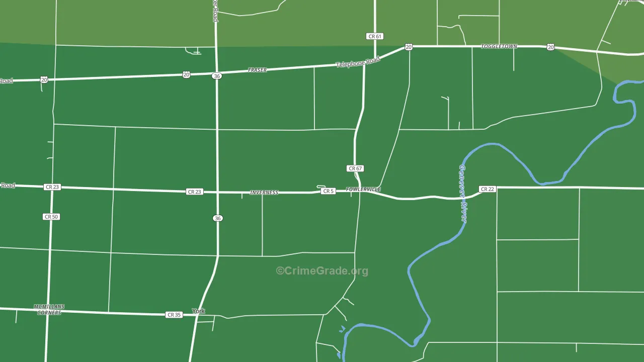 Fowlerville, NY Map of Vehicle Theft Rates