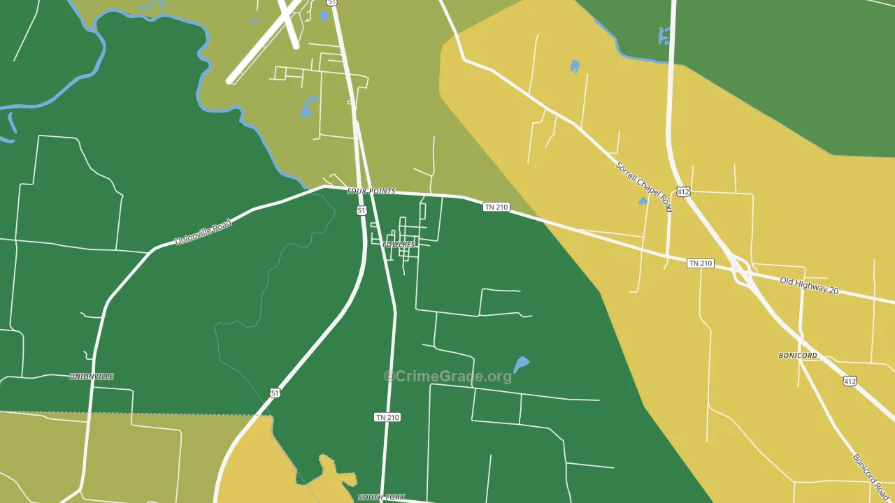 Fowlkes, TN Map of Vehicle Theft Rates