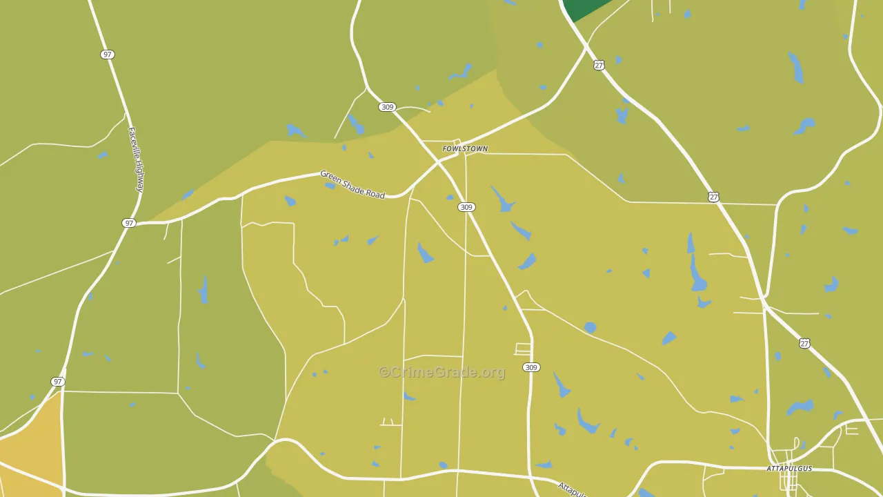 Fowlstown, GA Map of Vehicle Theft Rates