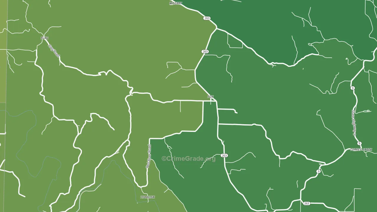 Fox, AR Map of Vehicle Theft Rates