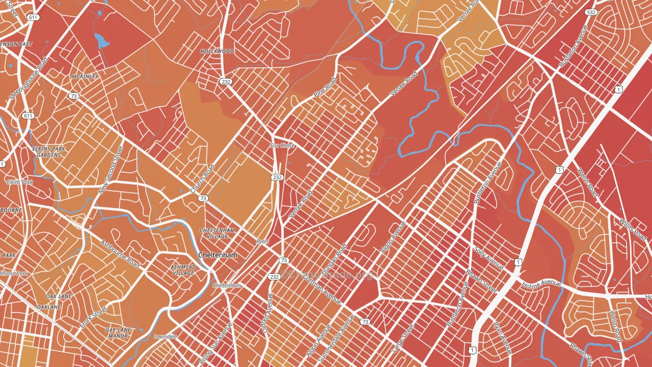 Fox Chase-Burholme, Philadelphia, PA Map of Vehicle Theft Rates