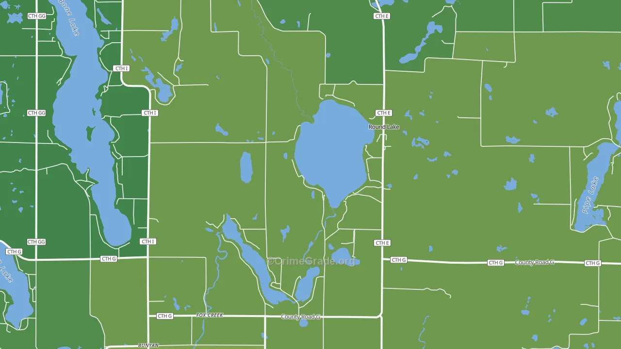 Fox Creek, WI Map of Vehicle Theft Rates