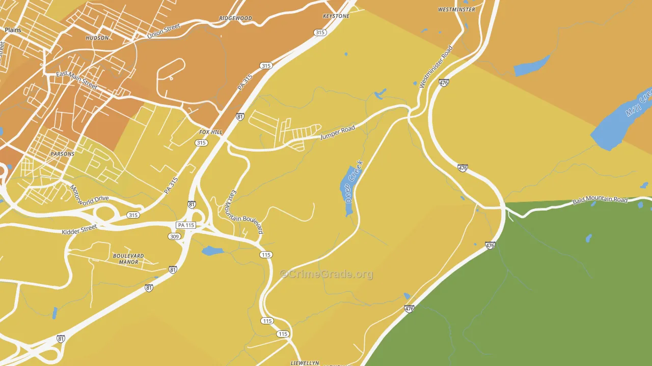 Fox Hill, PA Map of Vehicle Theft Rates