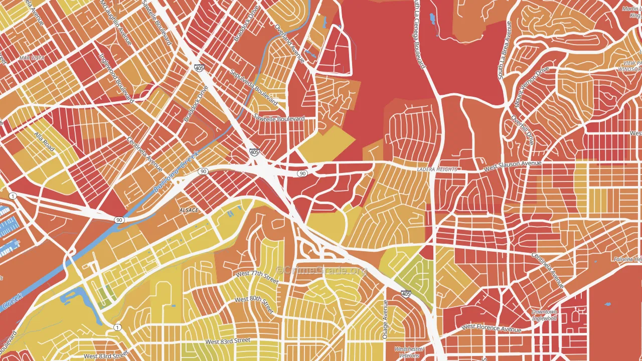 Fox Hills, Culver City, CA Map of Vehicle Theft Rates