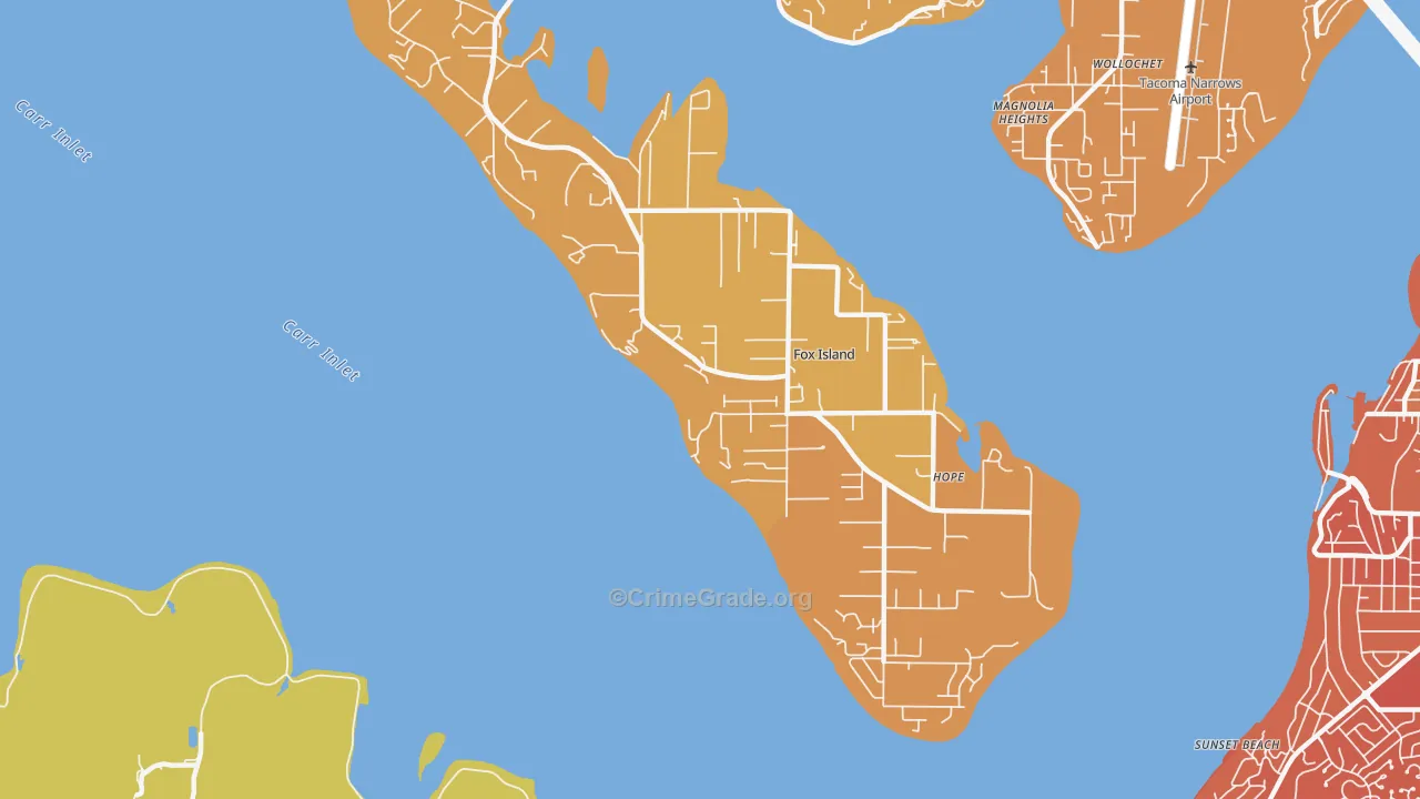 Fox Island, WA Map of Vehicle Theft Rates