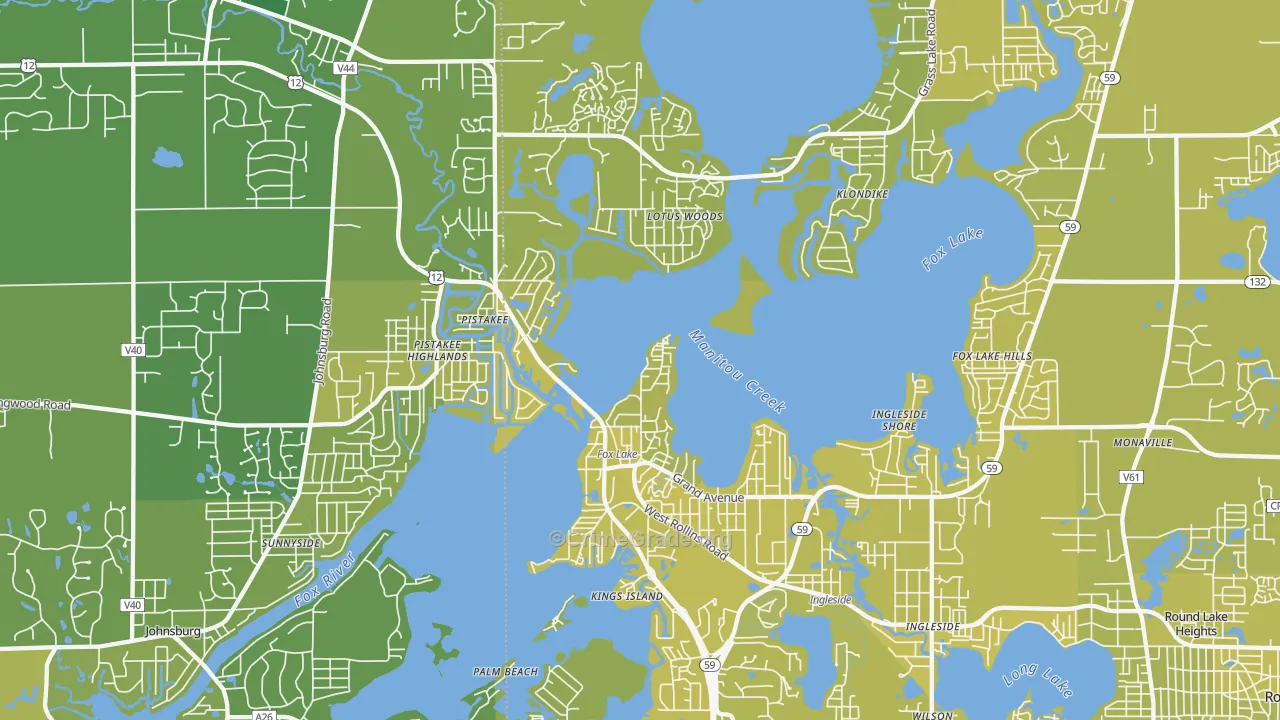 Fox Lake, IL Map of Vehicle Theft Rates