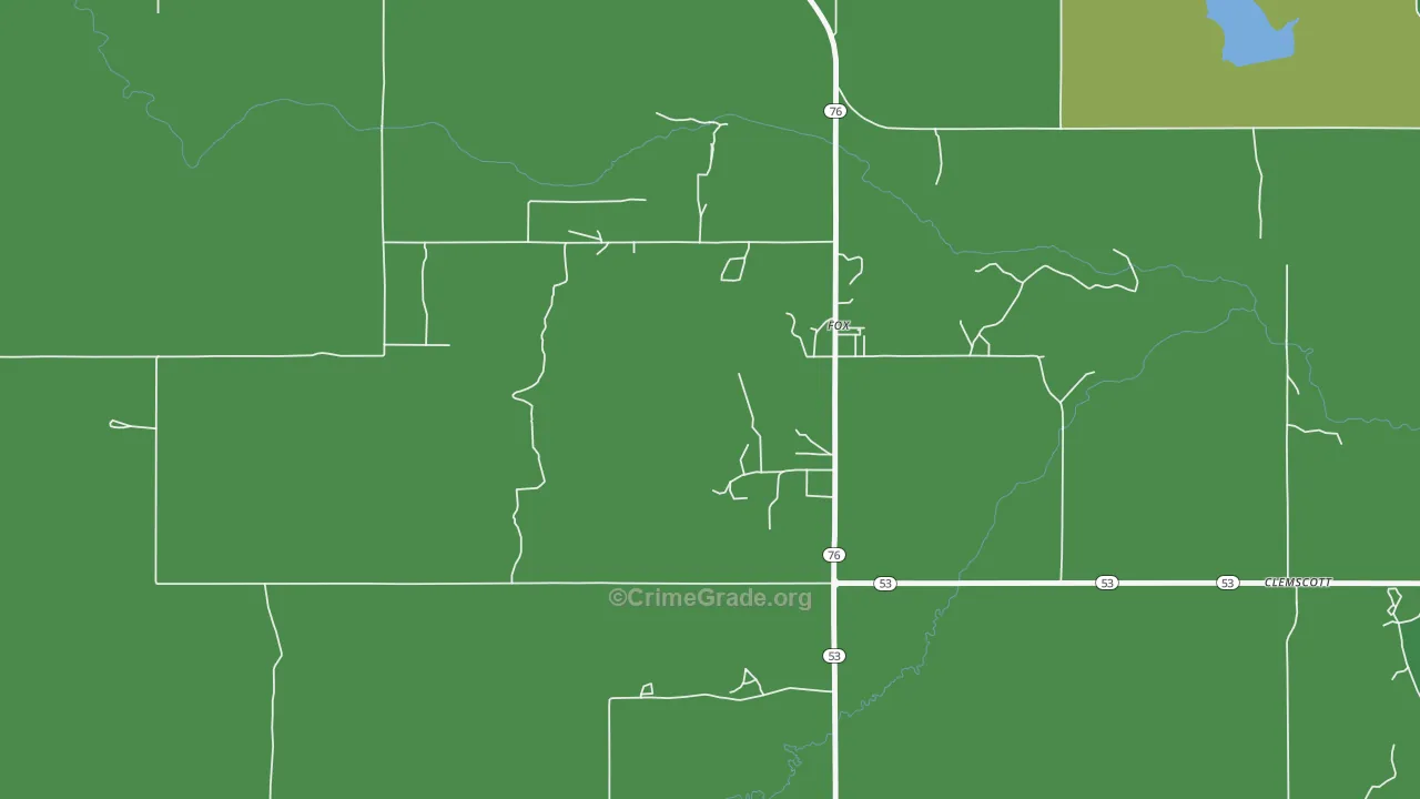 Fox, OK Map of Vehicle Theft Rates