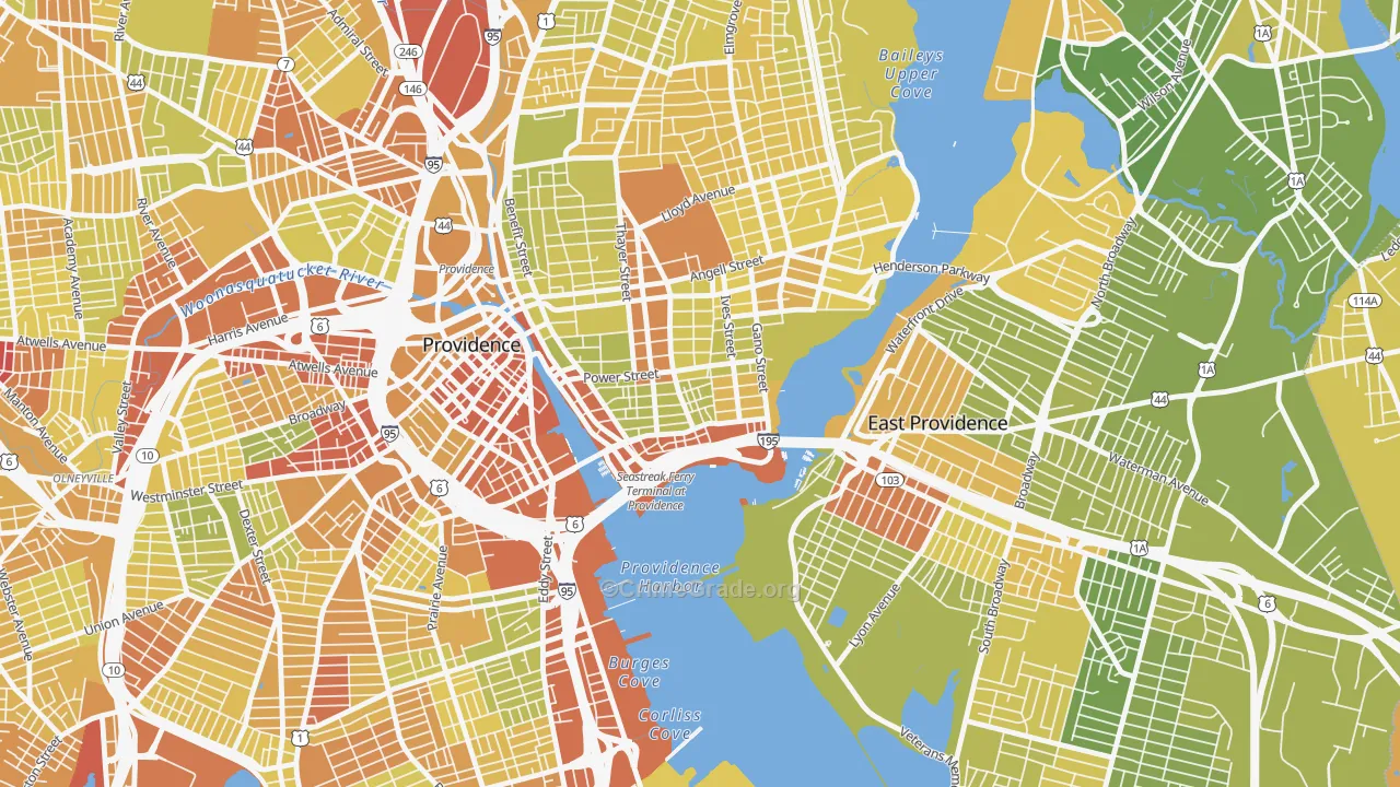 Fox Point, Providence, RI Map of Vehicle Theft Rates