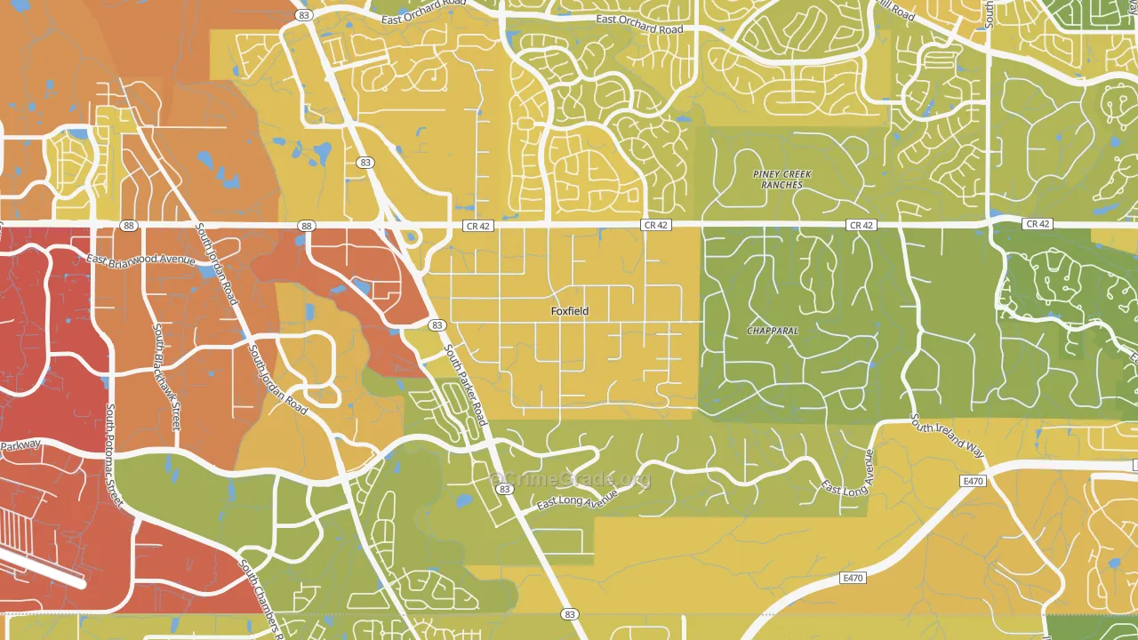 Foxfield, CO Map of Vehicle Theft Rates