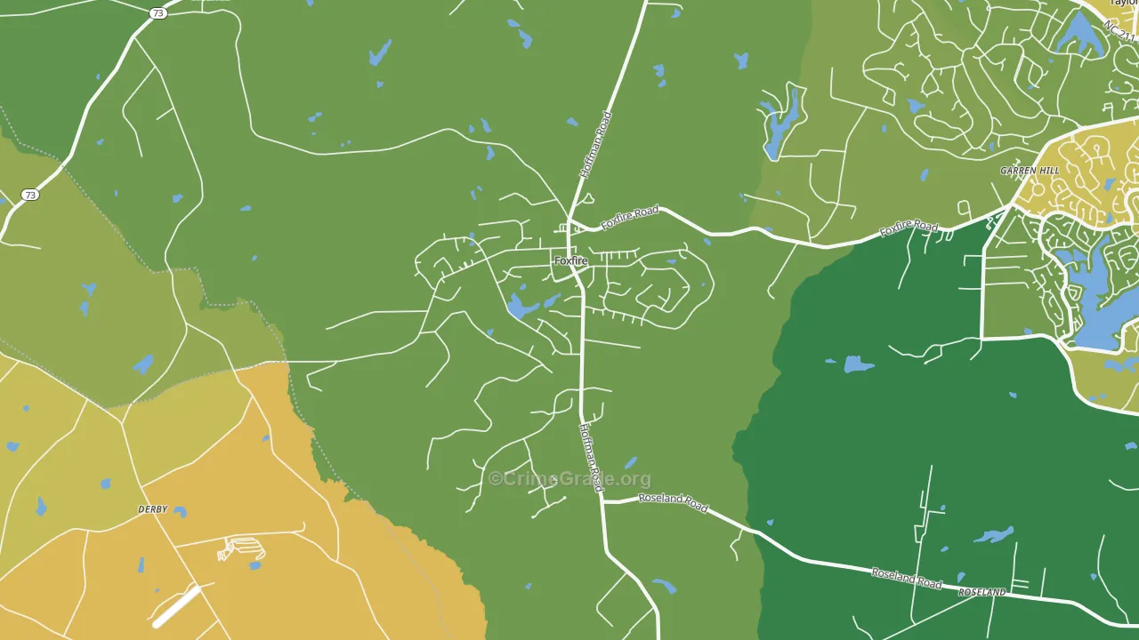 Foxfire, NC Map of Vehicle Theft Rates