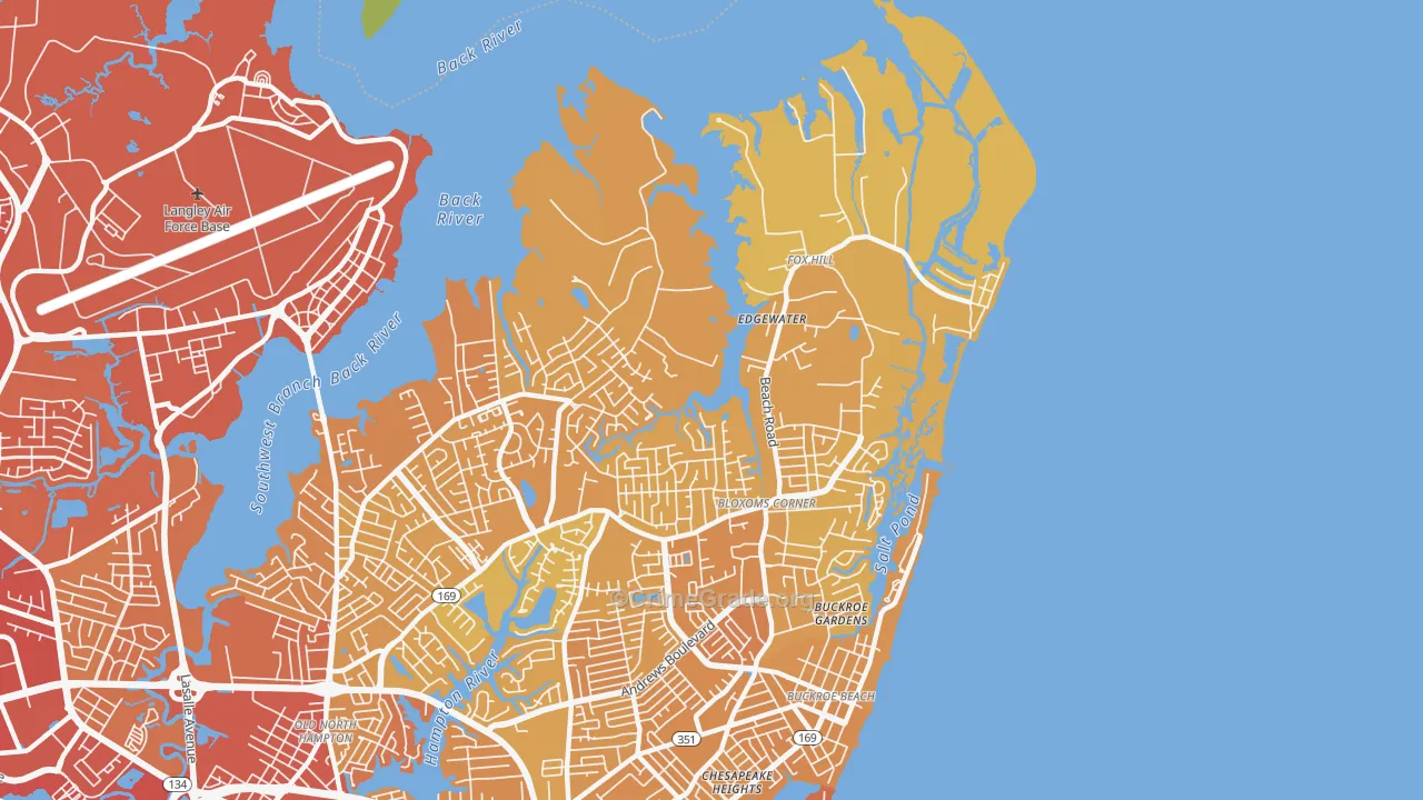 Foxhill, Hampton, VA Map of Vehicle Theft Rates