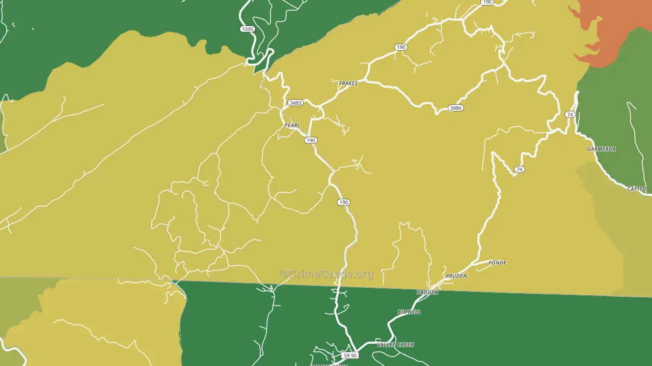 Frakes, KY Map of Vehicle Theft Rates