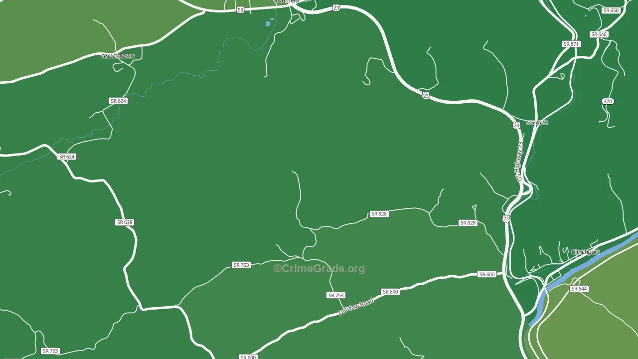 Fraleytown, VA Map of Vehicle Theft Rates
