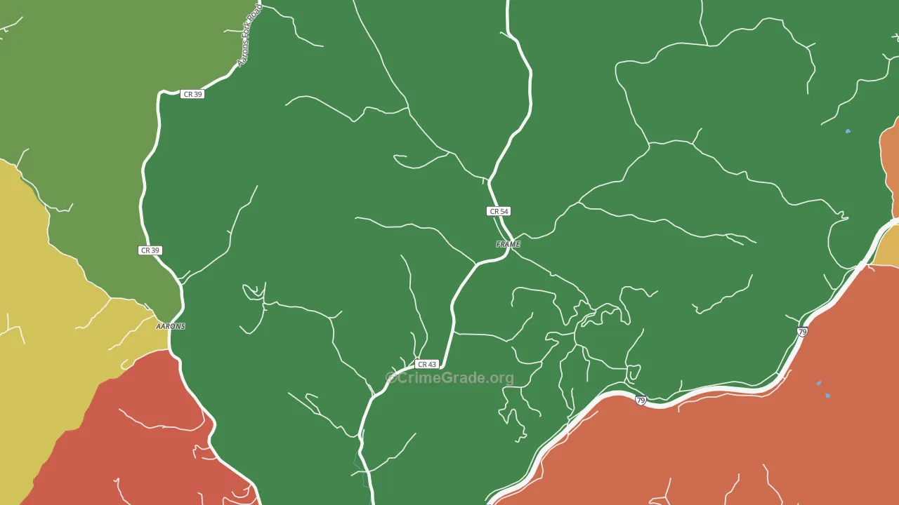 Frame, WV Map of Vehicle Theft Rates