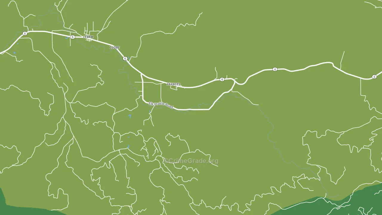 Frances, WA Map of Vehicle Theft Rates