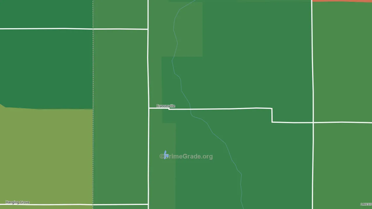 Francesville, IN Map of Vehicle Theft Rates