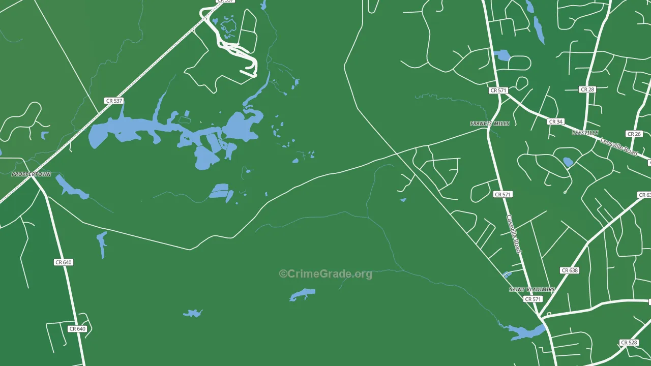 Francis Mills, NJ Map of Vehicle Theft Rates
