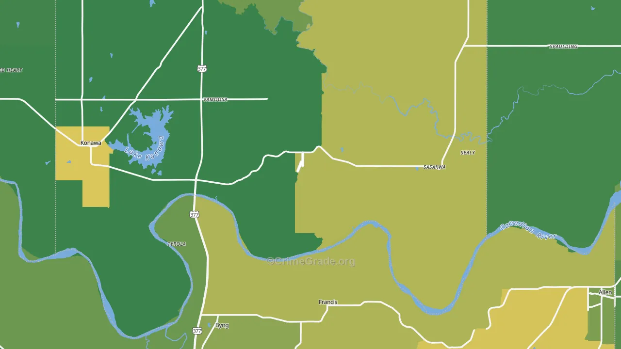 Francis, OK Map of Vehicle Theft Rates