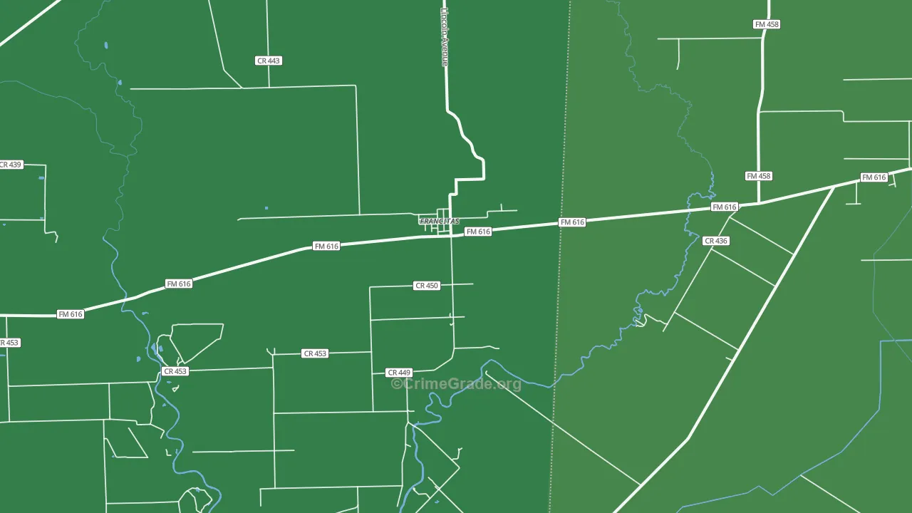 Francitas, TX Map of Vehicle Theft Rates