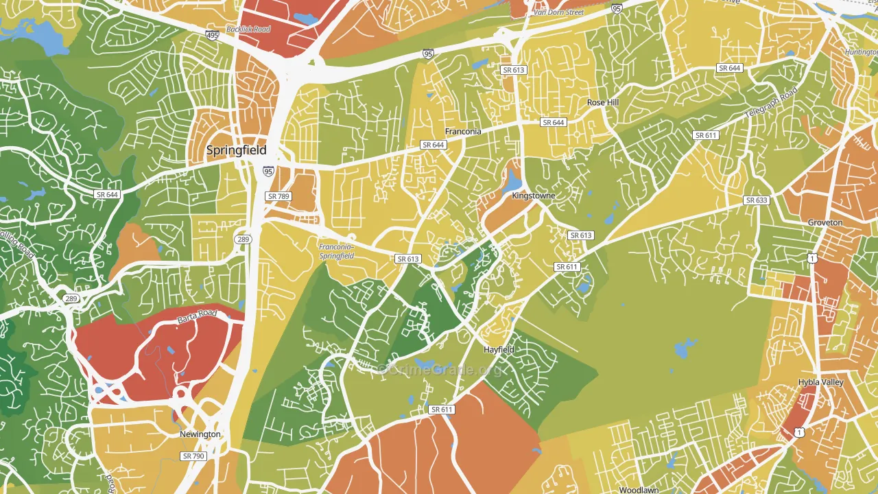 Franconia, VA Map of Vehicle Theft Rates
