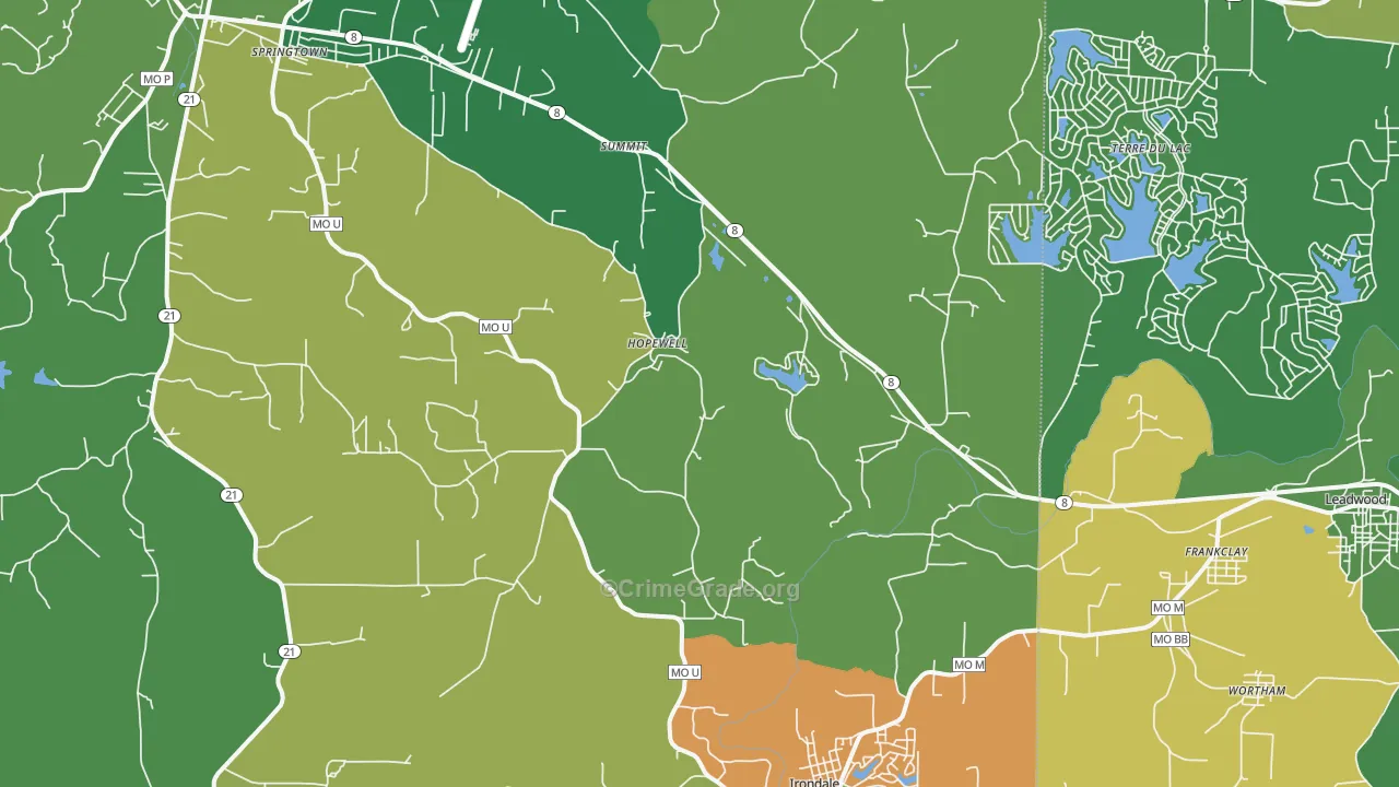 Frankclay, MO Map of Vehicle Theft Rates