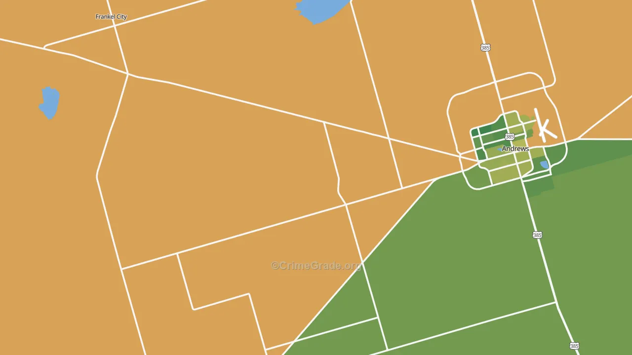 Frankel City, TX Map of Vehicle Theft Rates